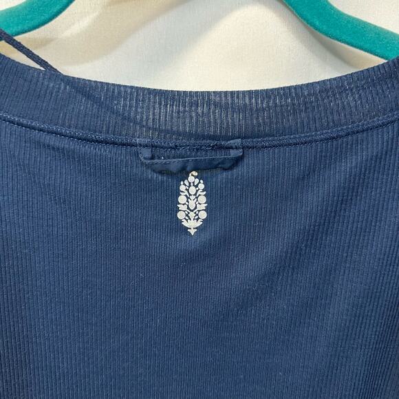 Free People Movement Twice As Nice Henley Navy Blue Layered Top Small - Picture 5 of 6